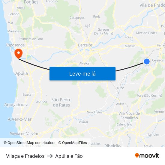 Vilaça e Fradelos to Apúlia e Fão map