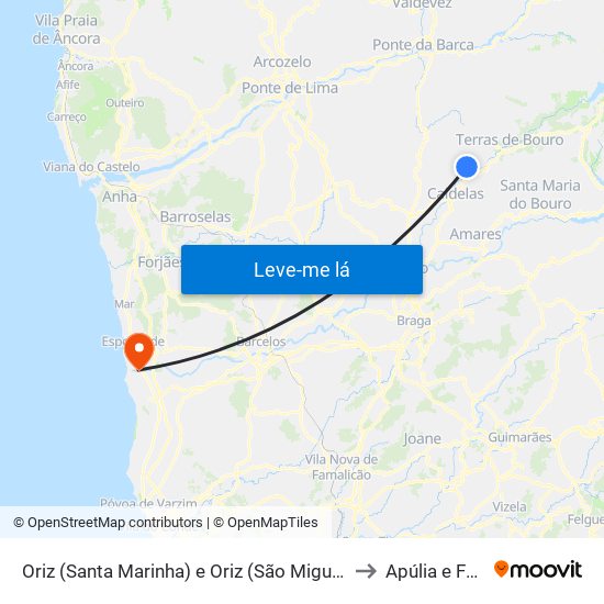 Oriz (Santa Marinha) e Oriz (São Miguel) to Apúlia e Fão map