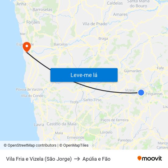 Vila Fria e Vizela (São Jorge) to Apúlia e Fão map