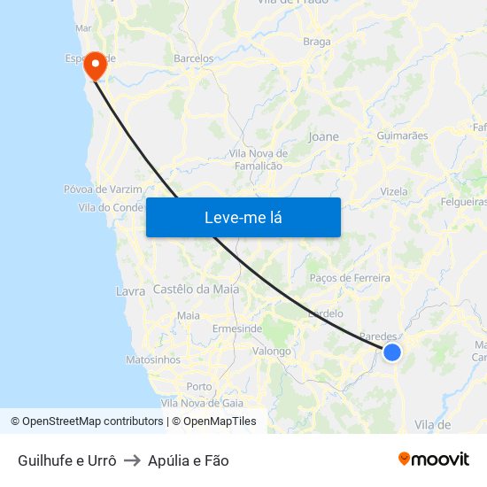 Guilhufe e Urrô to Apúlia e Fão map