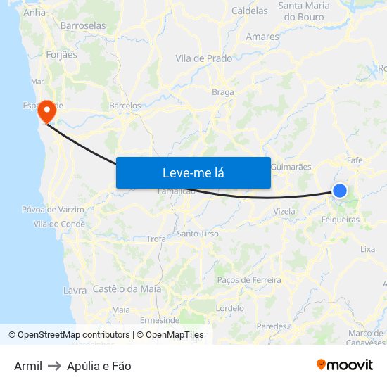 Armil to Apúlia e Fão map