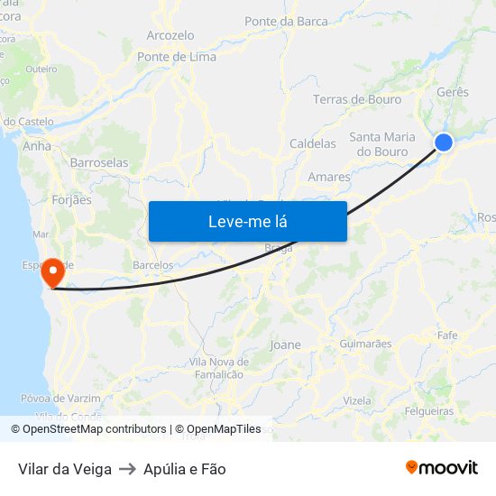 Vilar da Veiga to Apúlia e Fão map