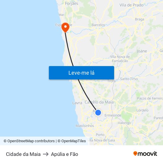 Cidade da Maia to Apúlia e Fão map