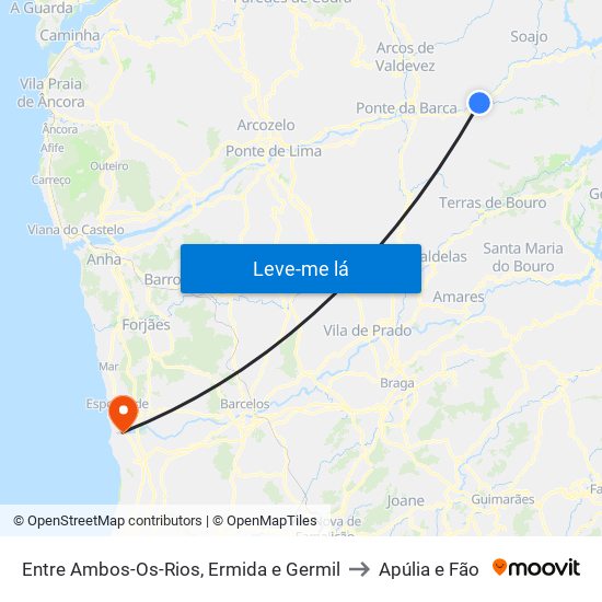 Entre Ambos-Os-Rios, Ermida e Germil to Apúlia e Fão map
