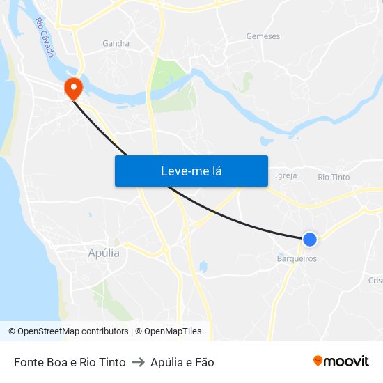 Fonte Boa e Rio Tinto to Apúlia e Fão map