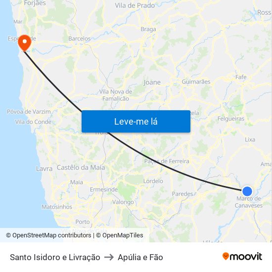 Santo Isidoro e Livração to Apúlia e Fão map