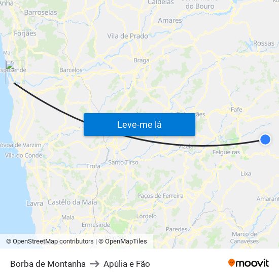Borba de Montanha to Apúlia e Fão map