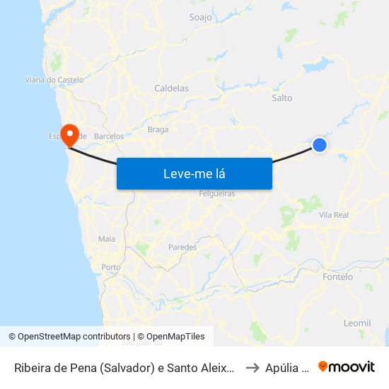 Ribeira de Pena (Salvador) e Santo Aleixo de Além-Tâmega to Apúlia e Fão map