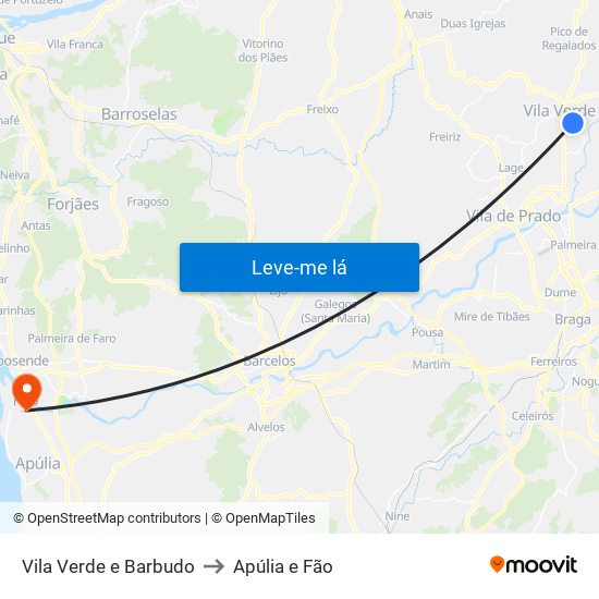 Vila Verde e Barbudo to Apúlia e Fão map