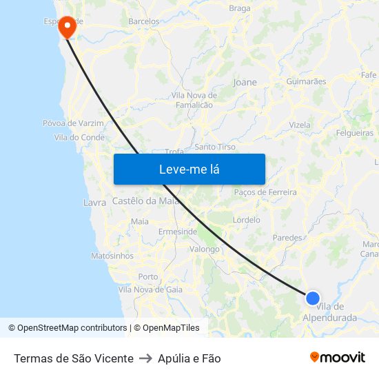 Termas de São Vicente to Apúlia e Fão map