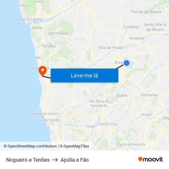 Nogueiró e Tenões to Apúlia e Fão map