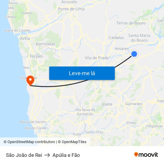 São João de Rei to Apúlia e Fão map