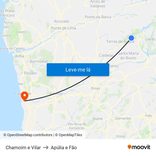 Chamoim e Vilar to Apúlia e Fão map