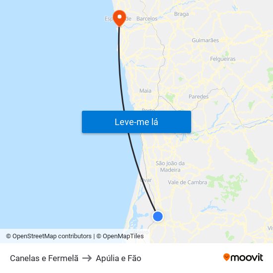 Canelas e Fermelã to Apúlia e Fão map