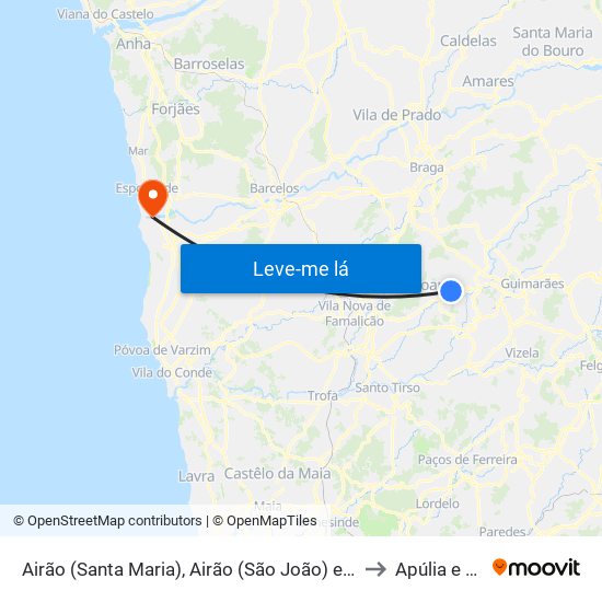 Airão (Santa Maria), Airão (São João) e Vermil to Apúlia e Fão map