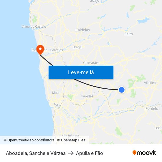 Aboadela, Sanche e Várzea to Apúlia e Fão map