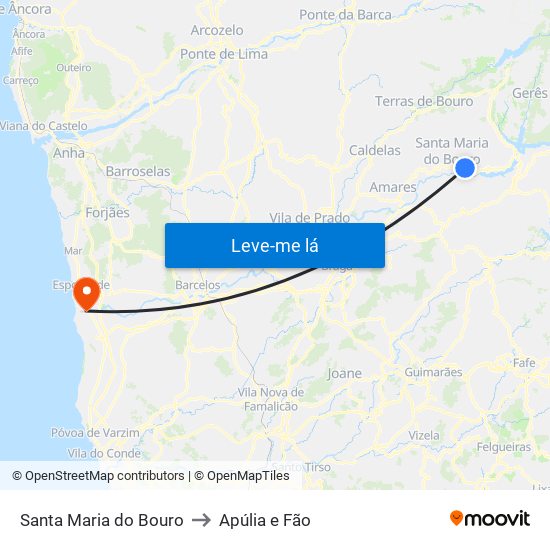 Santa Maria do Bouro to Apúlia e Fão map