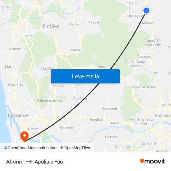 Aborim to Apúlia e Fão map