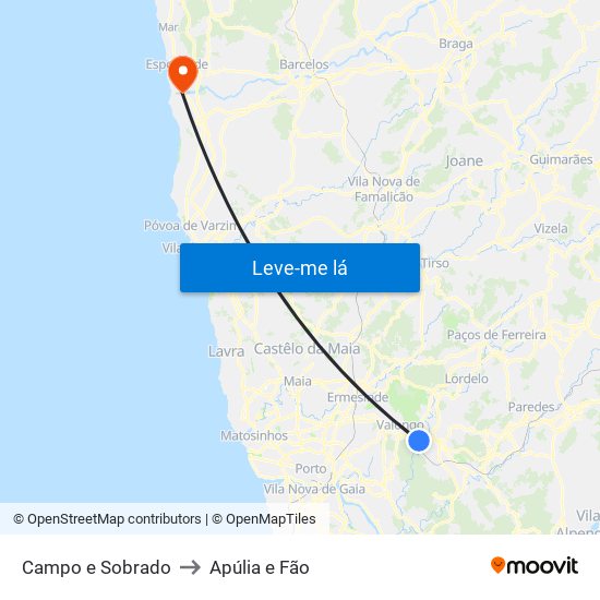 Campo e Sobrado to Apúlia e Fão map