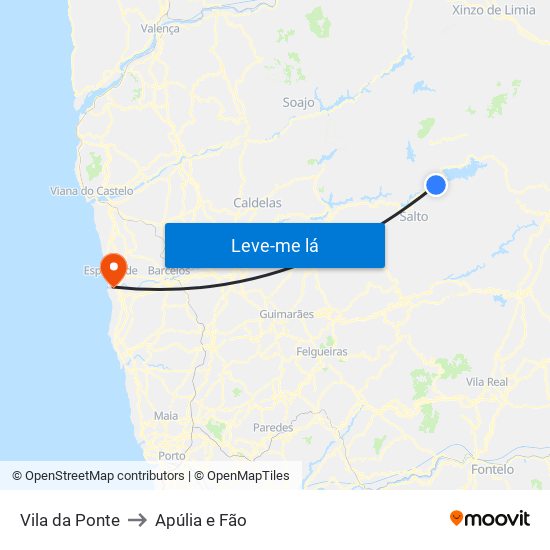 Vila da Ponte to Apúlia e Fão map