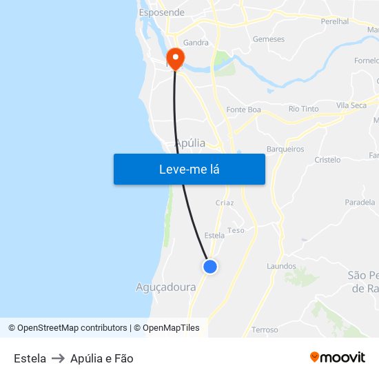 Estela to Apúlia e Fão map