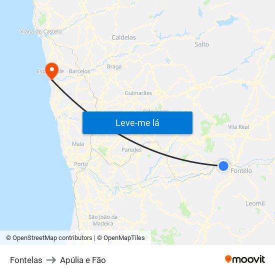 Fontelas to Apúlia e Fão map