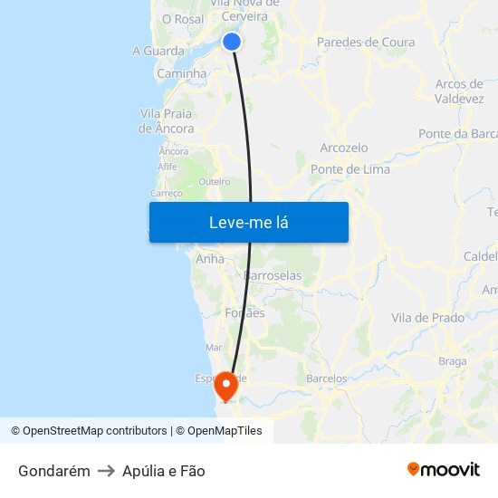 Gondarém to Apúlia e Fão map