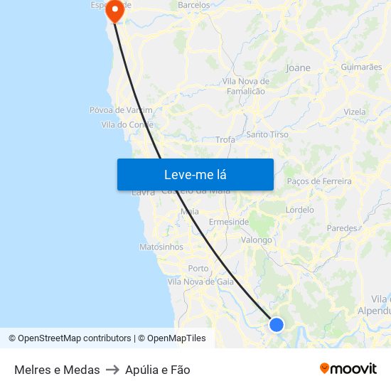 Melres e Medas to Apúlia e Fão map