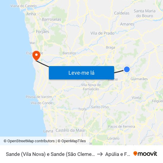 Sande (Vila Nova) e Sande (São Clemente) to Apúlia e Fão map