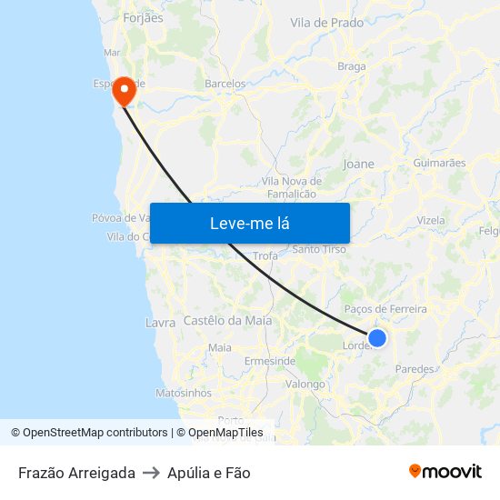 Frazão Arreigada to Apúlia e Fão map