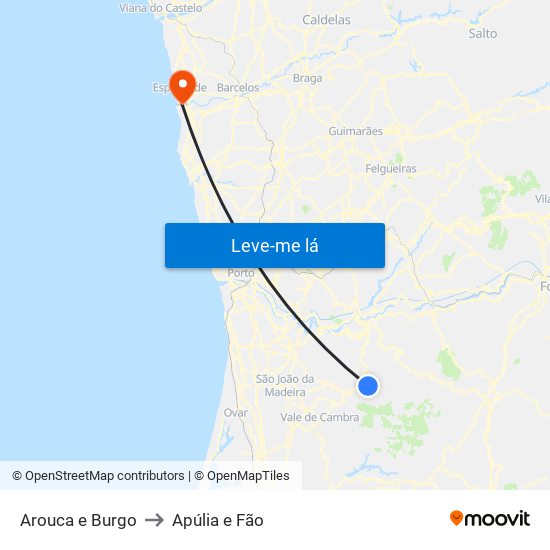 Arouca e Burgo to Apúlia e Fão map