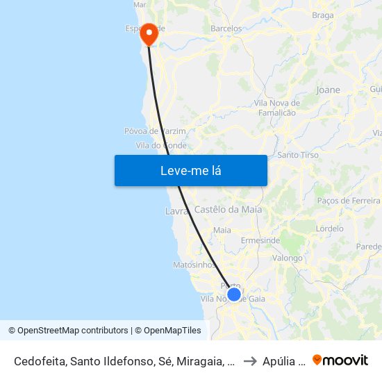Cedofeita, Santo Ildefonso, Sé, Miragaia, São Nicolau e Vitória to Apúlia e Fão map