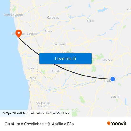 Galafura e Covelinhas to Apúlia e Fão map