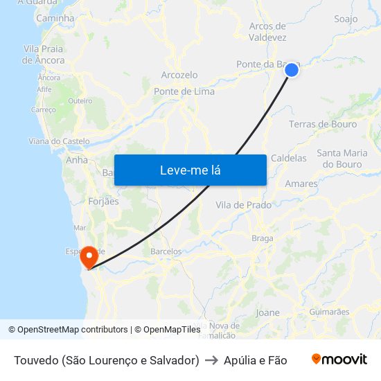 Touvedo (São Lourenço e Salvador) to Apúlia e Fão map