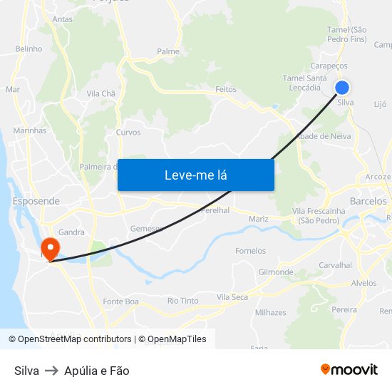 Silva to Apúlia e Fão map