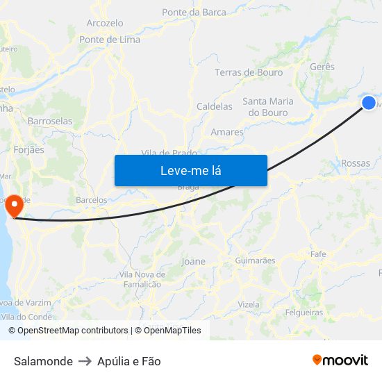 Salamonde to Apúlia e Fão map