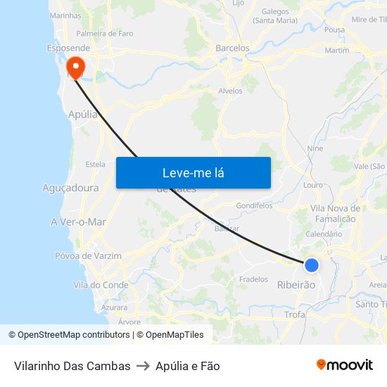 Vilarinho Das Cambas to Apúlia e Fão map