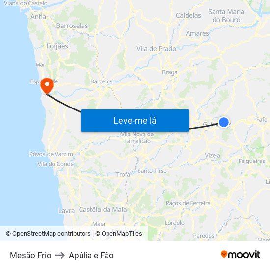 Mesão Frio to Apúlia e Fão map