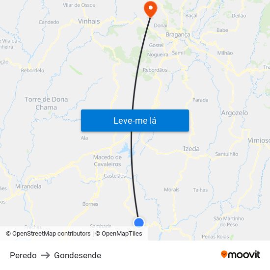 Peredo to Gondesende map