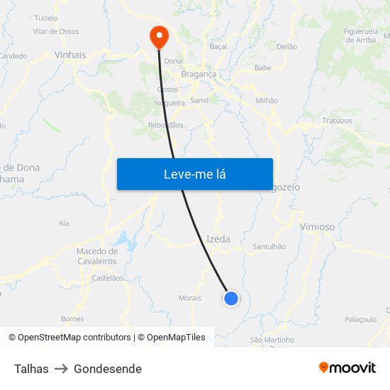 Talhas to Gondesende map