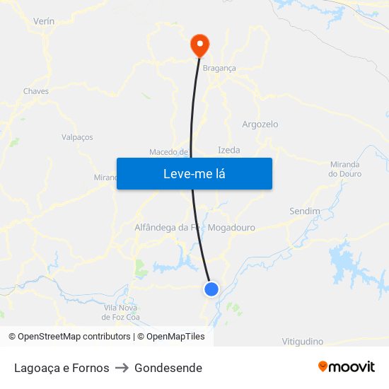 Lagoaça e Fornos to Gondesende map