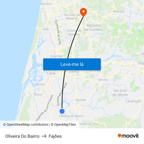 Oliveira Do Bairro to Fajões map