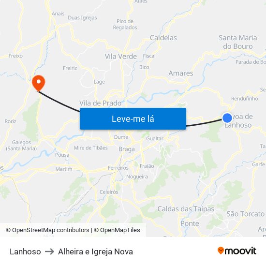 Lanhoso to Alheira e Igreja Nova map