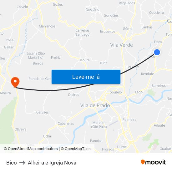 Bico to Alheira e Igreja Nova map
