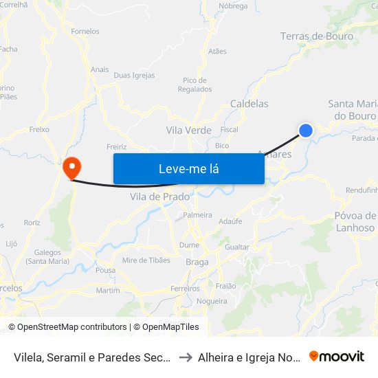 Vilela, Seramil e Paredes Secas to Alheira e Igreja Nova map