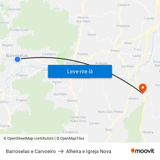 Barroselas e Carvoeiro to Alheira e Igreja Nova map