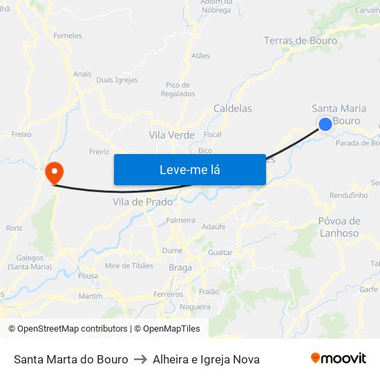 Santa Marta do Bouro to Alheira e Igreja Nova map