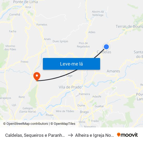 Caldelas, Sequeiros e Paranhos to Alheira e Igreja Nova map