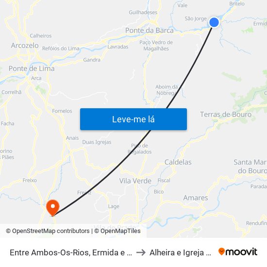 Entre Ambos-Os-Rios, Ermida e Germil to Alheira e Igreja Nova map