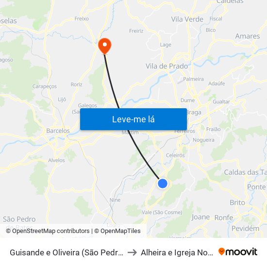Guisande e Oliveira (São Pedro) to Alheira e Igreja Nova map